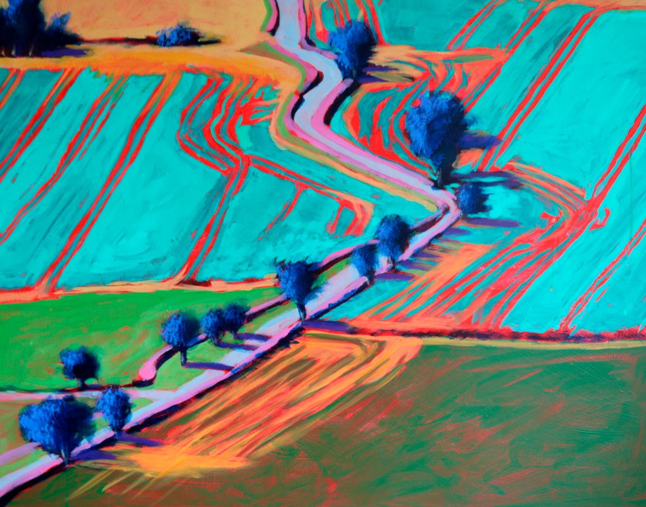 Towards Welland #4 (detail), 2024 (akryl na desce) od Paul Powis