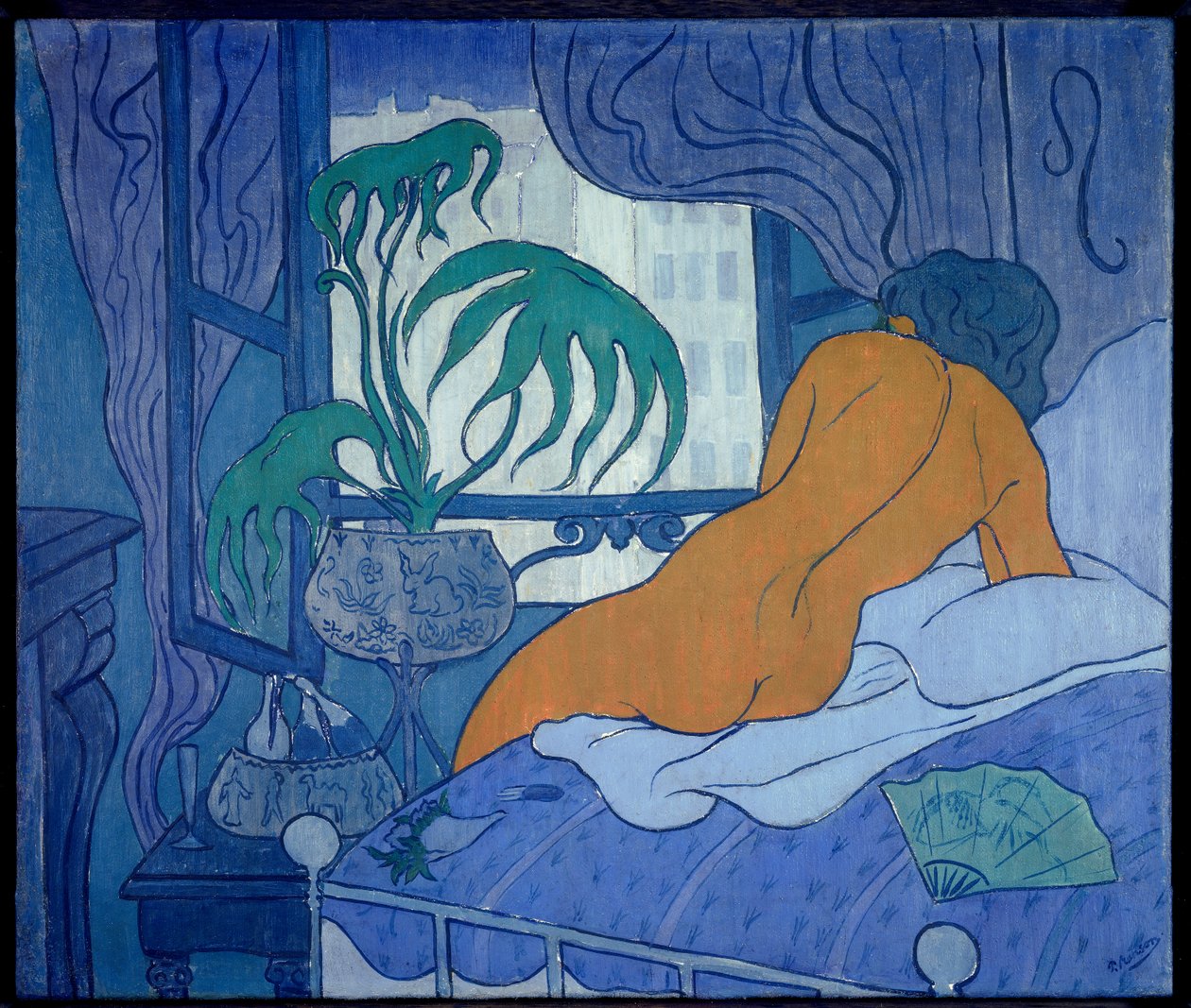 Modrý nebo nahý pokoj u vějířového obrazu od Paula Ransona (1864-1909) 1891 ne. 0,45x0,54 m Soukromý odběr od Paul Elie Ranson