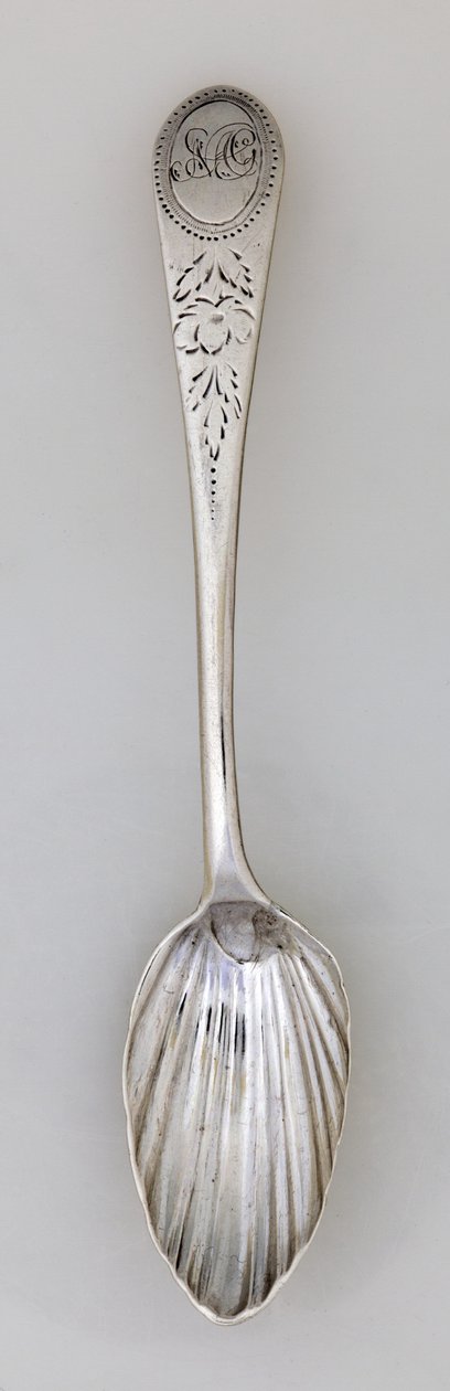 Vroubkovaná čajová lžička, cca 1785 (stříbrná) od Paul Revere