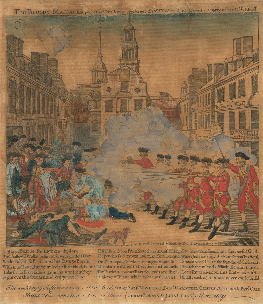 Bostonský masakr od Paul Revere, after Henry Pelham