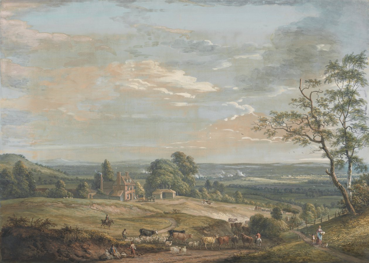 Vzdálený pohled na Maidstone, z Lower Bell Inn, Boxley Hill od Paul Sandby