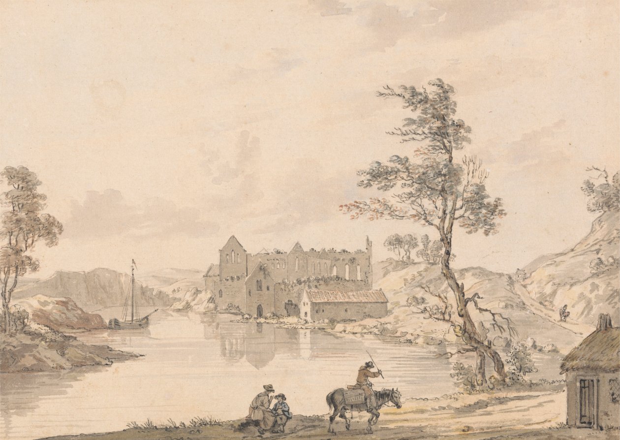Askeaton Abbey poblíž Limericku, Irsko na řece Deel od Paul Sandby