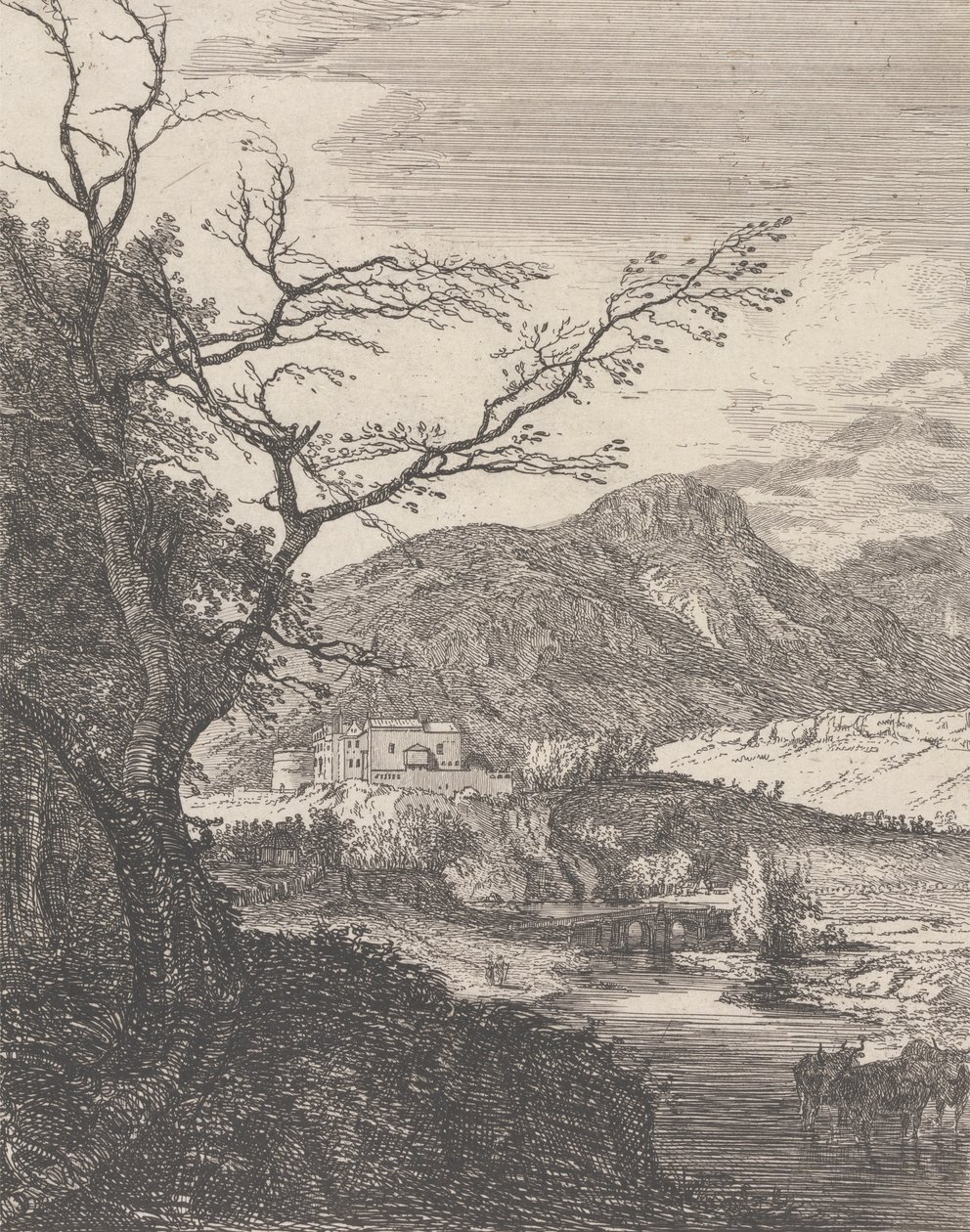 Capriccio s Edinburským hradem a Arthurovým sedadlem od Paul Sandby