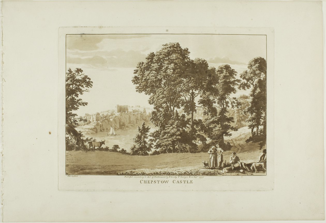 Hrad Chepstow, čtvrtá deska z knihy Dvanáct pohledů na Wales od Paul Sandby