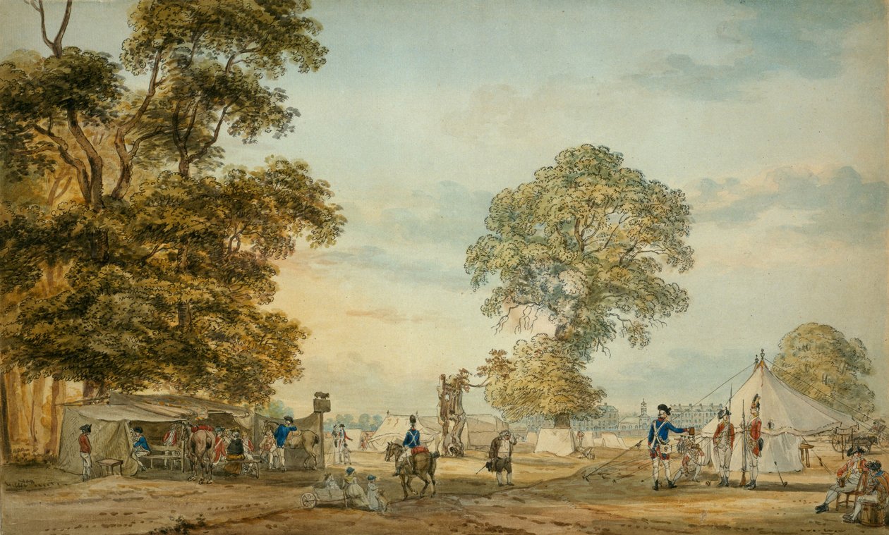 Tábořiště v Hyde Parku během Gordonových nepokojů, 1780 od Paul Sandby
