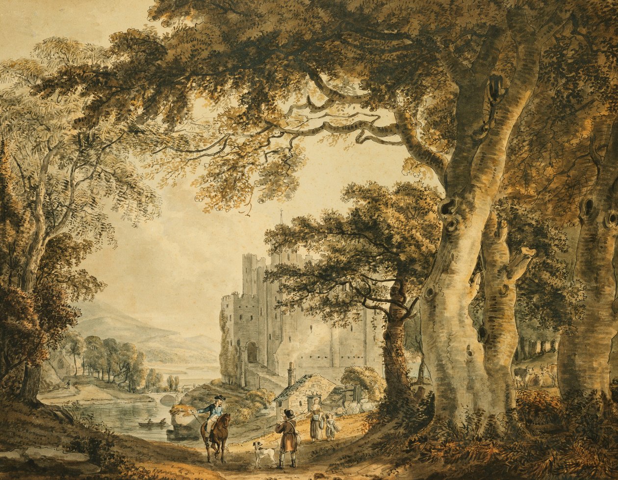Postavy na uličce před hradem Rochester, od Paul Sandby