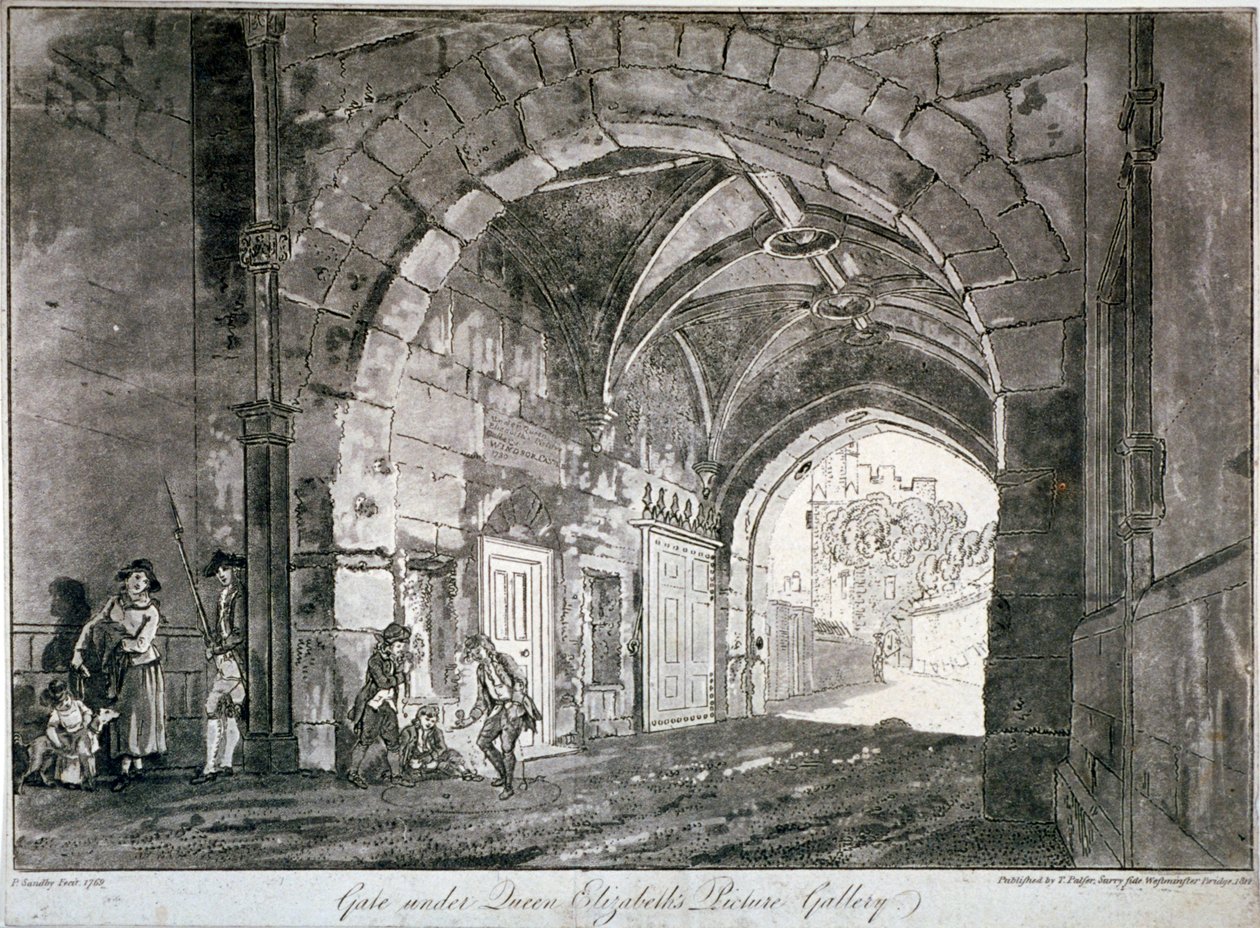 Brána pod obrazárnou královny Alžběty, hrad Windsor, Berkshire, 1812 od Paul Sandby