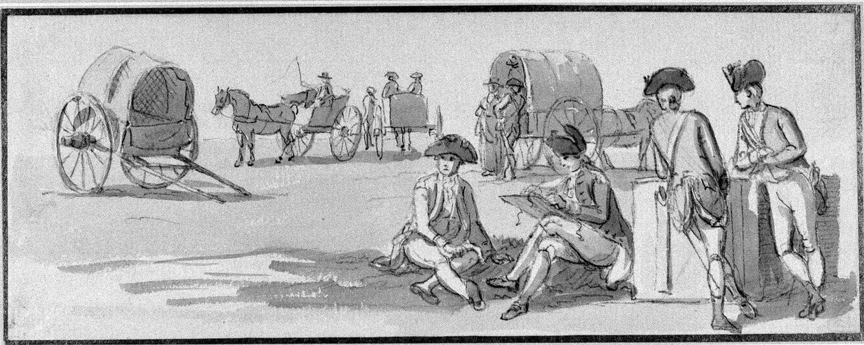 Důstojníci pěchoty odpočívající v Hyde Parku, 1780 od Paul Sandby