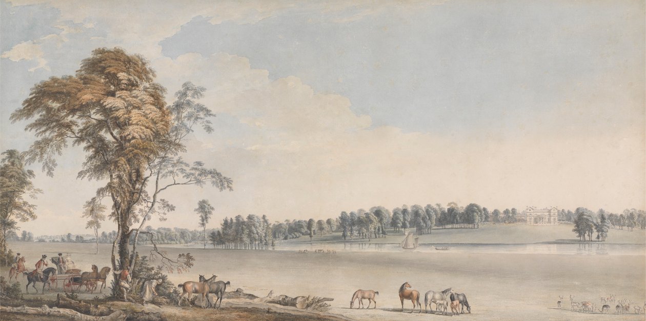 Severozápadní pohled na Wakefield Lodge v Whittlebury Forest, Northamptonshire od Paul Sandby