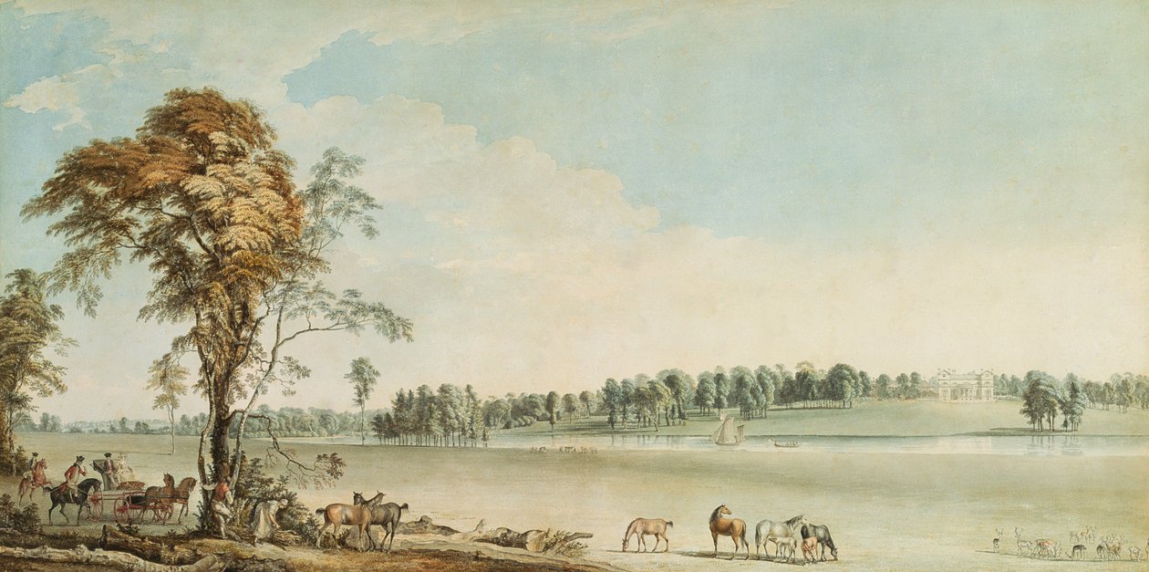 Severozápadní pohled na Wakefield Lodge v Whittlebury Forest, Northamptonshire od Paul Sandby