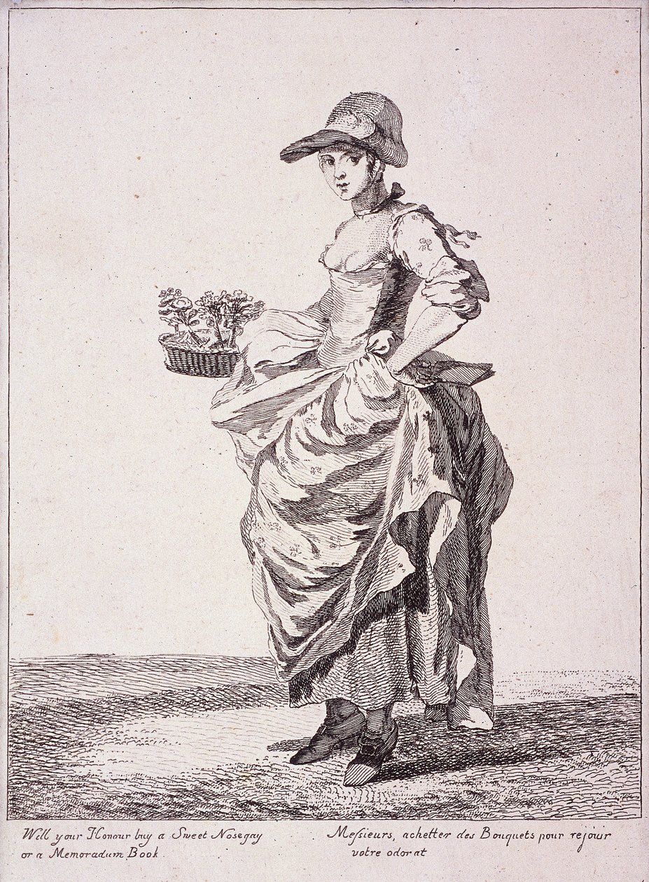 Nosegay a prodejce poznámkových knih, Cries of London, 1760 od Paul Sandby