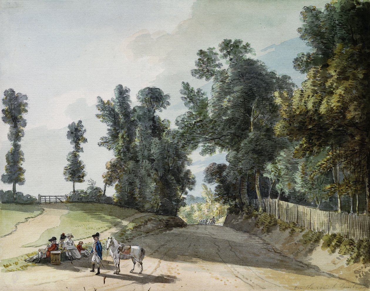 Na cestě do Tonbridge: Cestovatelé odpočívající na kapele vedle silnice, od Paul Sandby