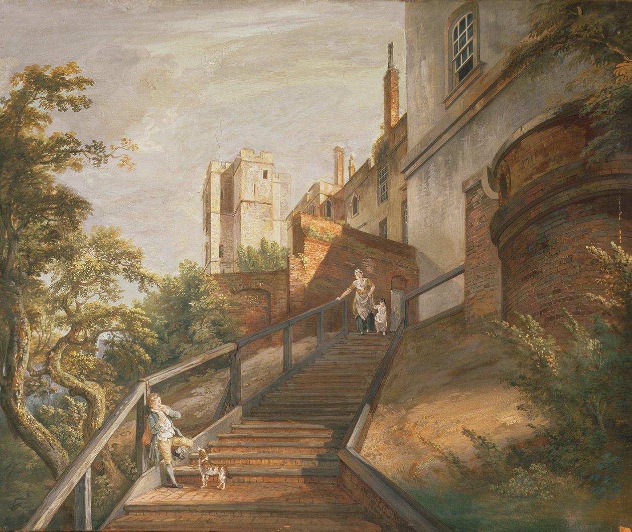 Část Sto kroků a Winchester Tower, hrad Windsor (kvaš na kůži) od Paul Sandby