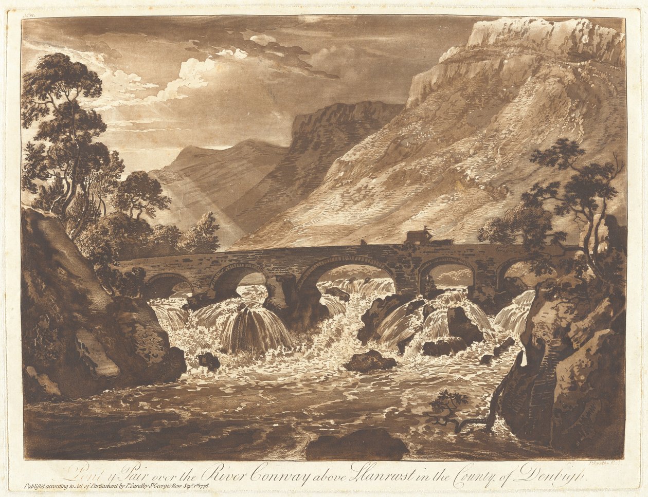 Pont-y-Pair přes řeku Conway nad Llanrwst v hrabství Denbigh od Paul Sandby
