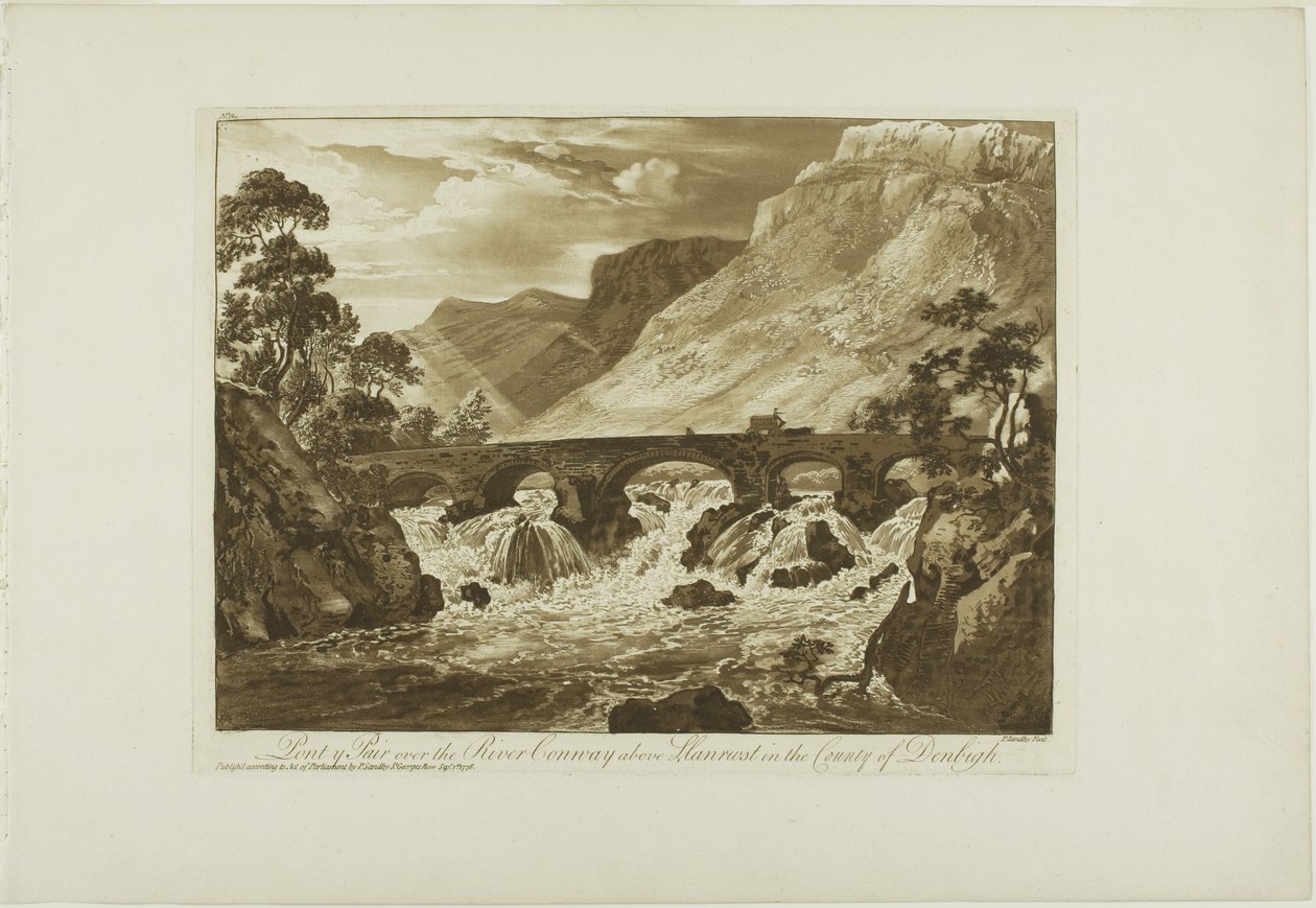 Pont y Pair přes řeku Conway nad Llanrwst v hrabství Denbigh od Paul Sandby