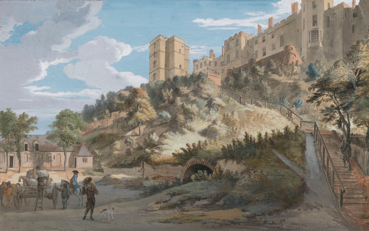 Sto schodů a Winchesterova věž, hrad Windsor, Berkshire od Paul Sandby