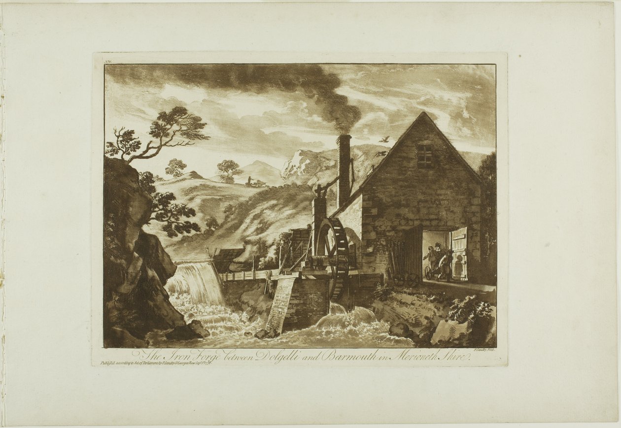 Železná kovárna mezi Dolgelli a Barmouth v Merioneth Shire od Paul Sandby