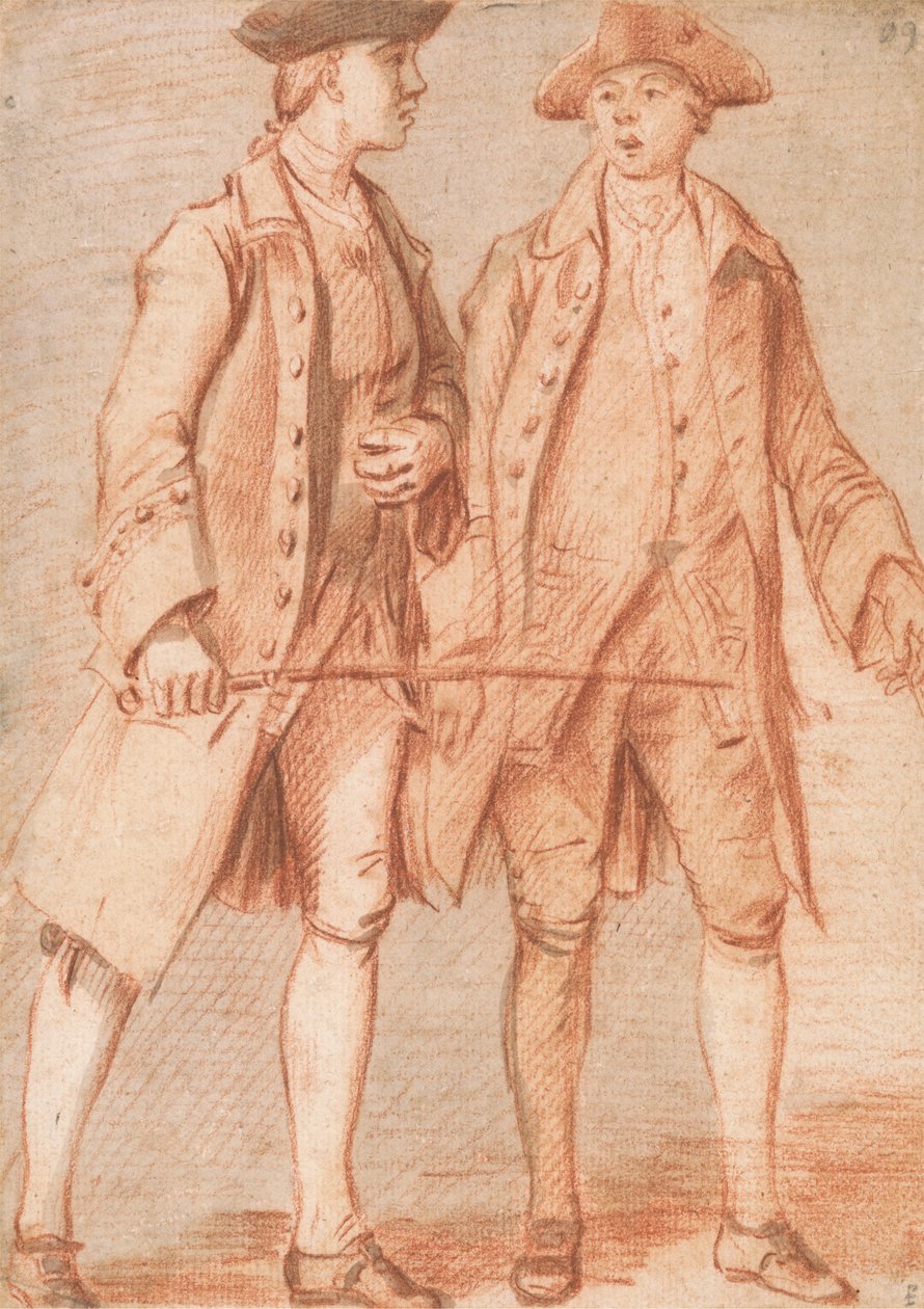 Dva muži, jeden drží bič od Paul Sandby