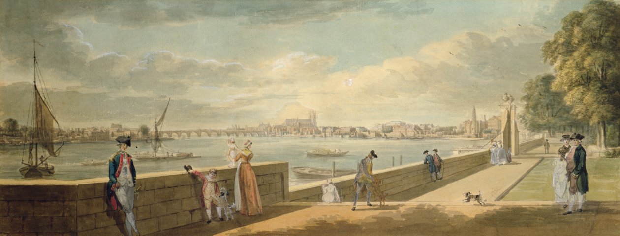 Pohled na Westminster z terasy Somerset House od Paul Sandby