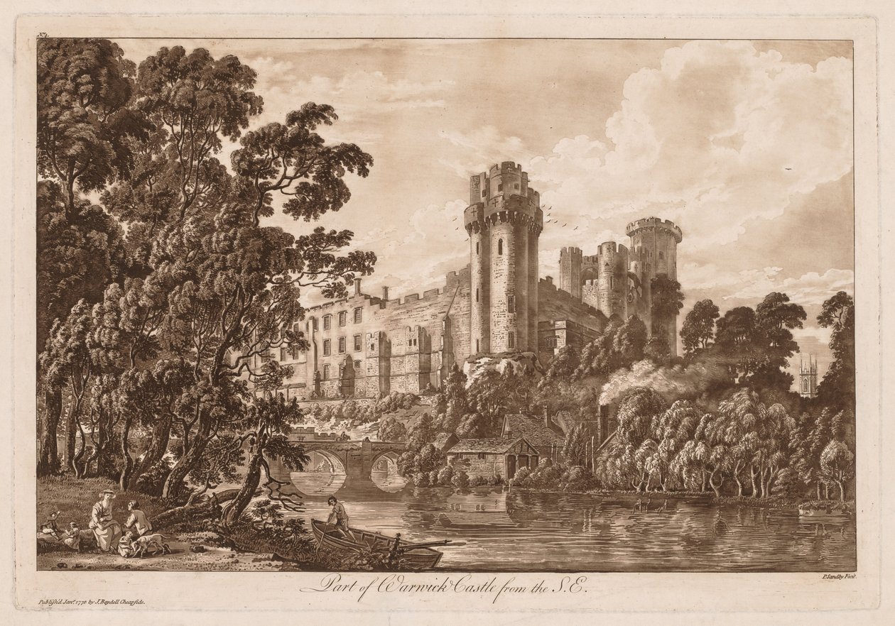 Pohledy na hrad Warwick: Část hradu Warwick z jihovýchodu, 1776. od Paul Sandby