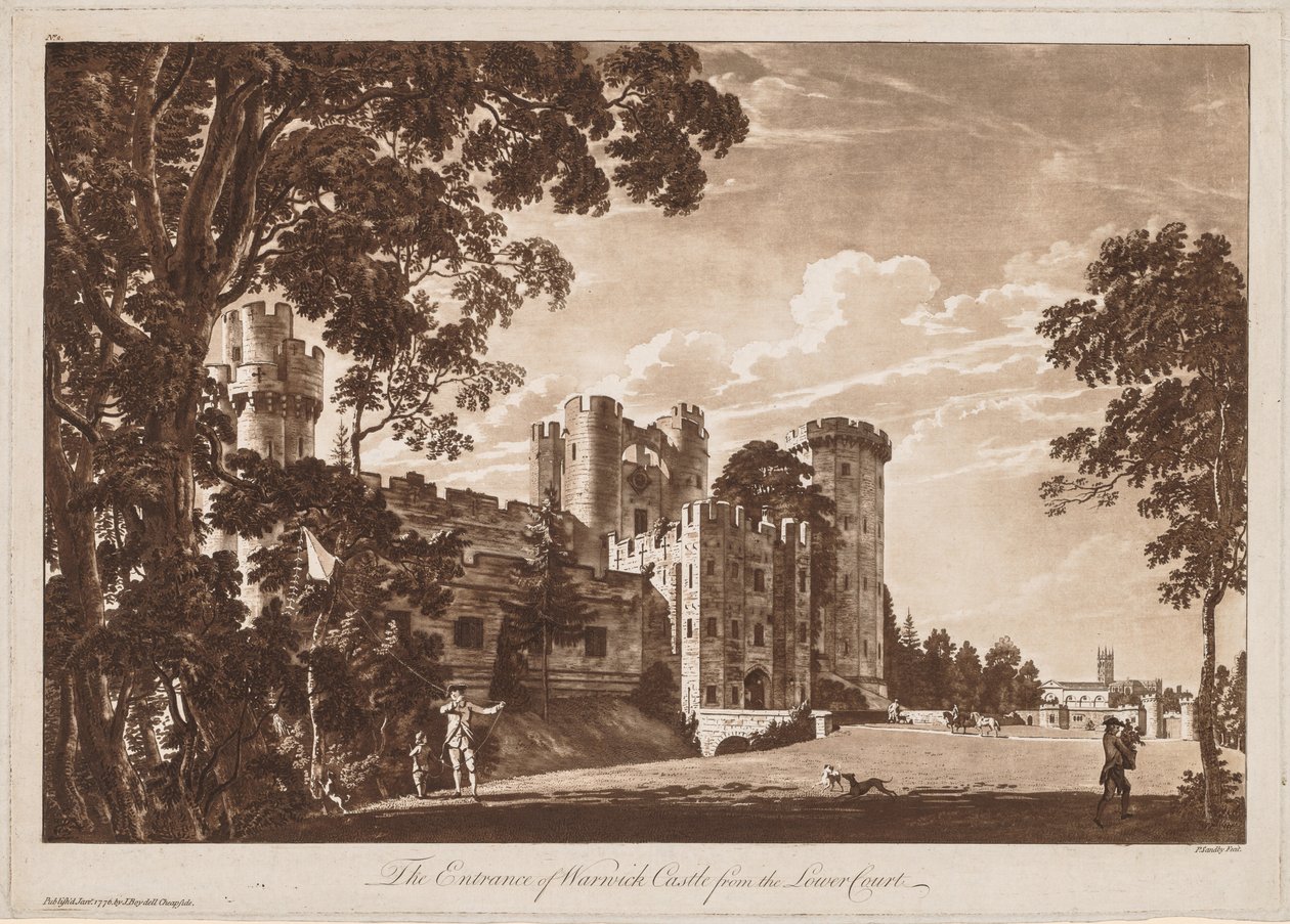 Pohledy na hrad Warwick: Vchod do hradu Warwick z Dolního nádvoří, 1776. od Paul Sandby