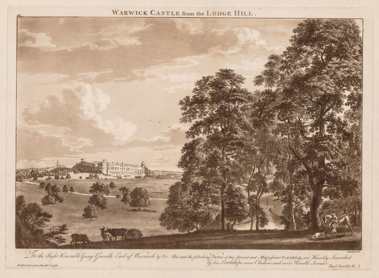 Pohledy na hrad Warwick: Hrad Warwick z Lodge Hill, 1776. od Paul Sandby