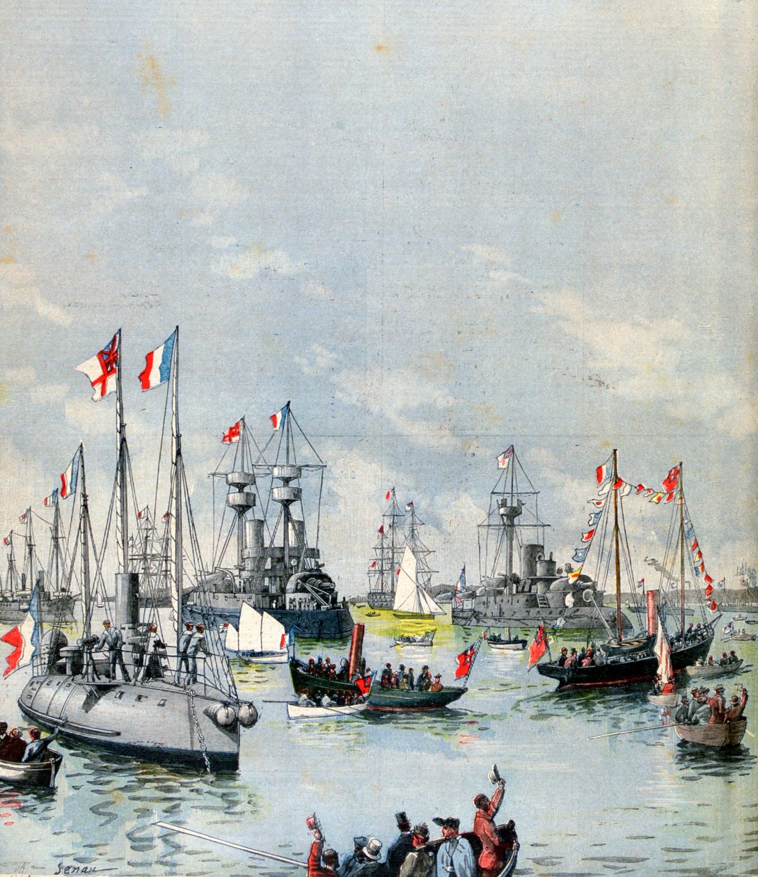 Francouzská flotila v Portsmouth Harbour, 1891 od Paul Senau