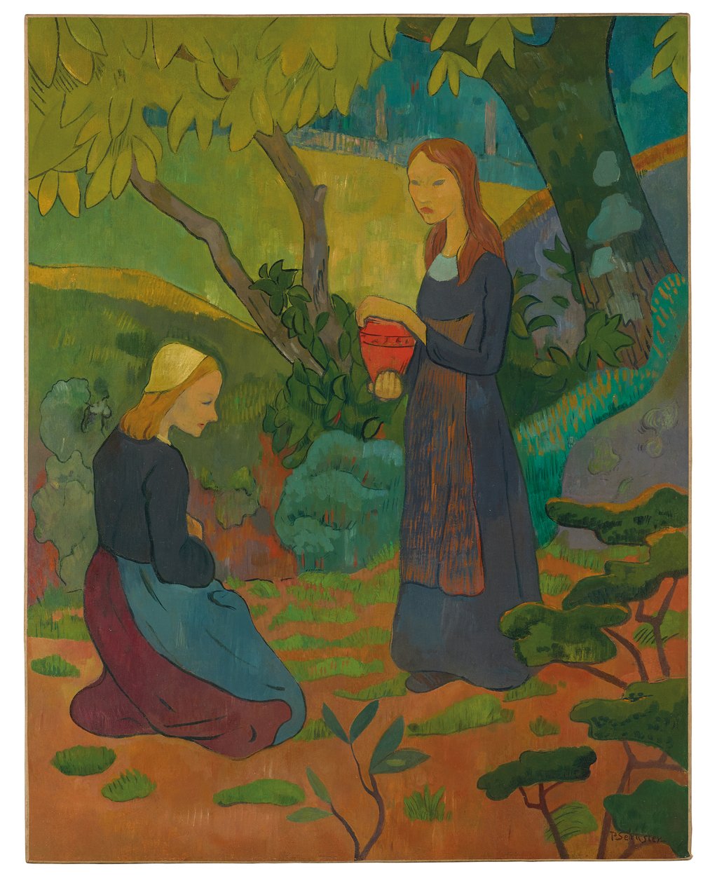 Mladá Bretaňka s rumělkovým hrncem a klečící holčičkou od Paul Sérusier
