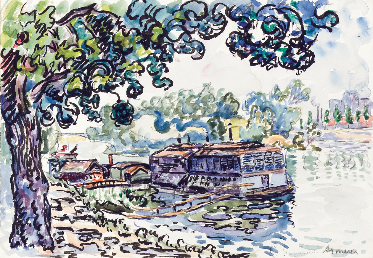 Asnières, cca 1900-05 (w/c, štětec a černý inkoust přes tužku na papíře) od Paul Signac
