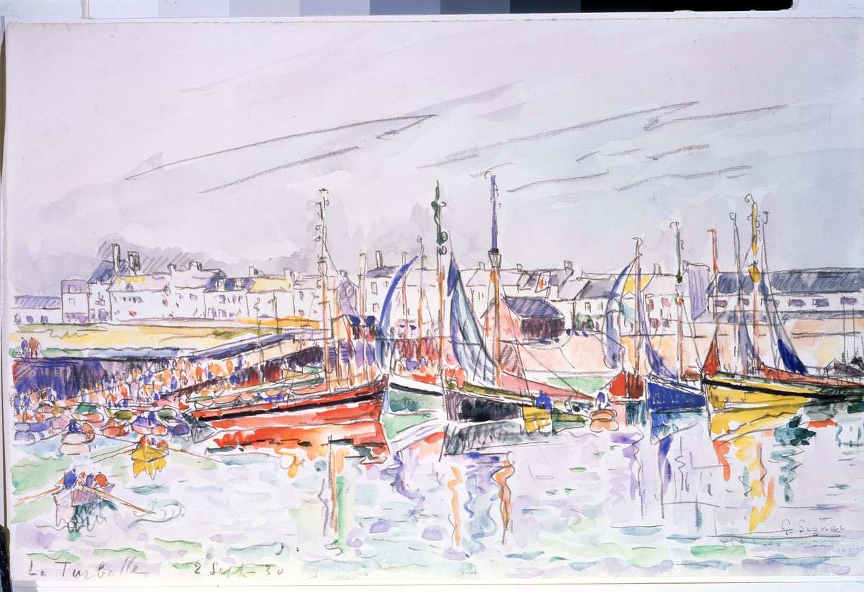 ""La Turballe"" Plachetnice v přístavu La Turballe v Loire Atlantique. Akvarel od Paula Signaca (1863-1935) 1930 Puškinovo muzeum, Moskva od Paul Signac