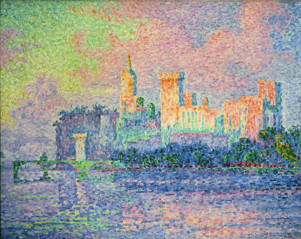 Papežský zámek, Avignon (malba na plátně) od Paul Signac