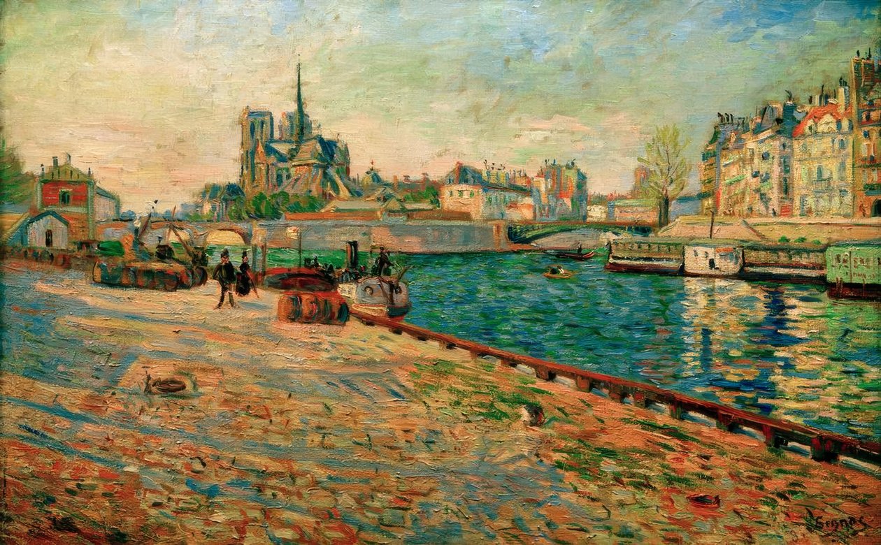 Notre-Dame, Ile Saint-Louis, pohled z Quai de la Tournelle, od Paul Signac