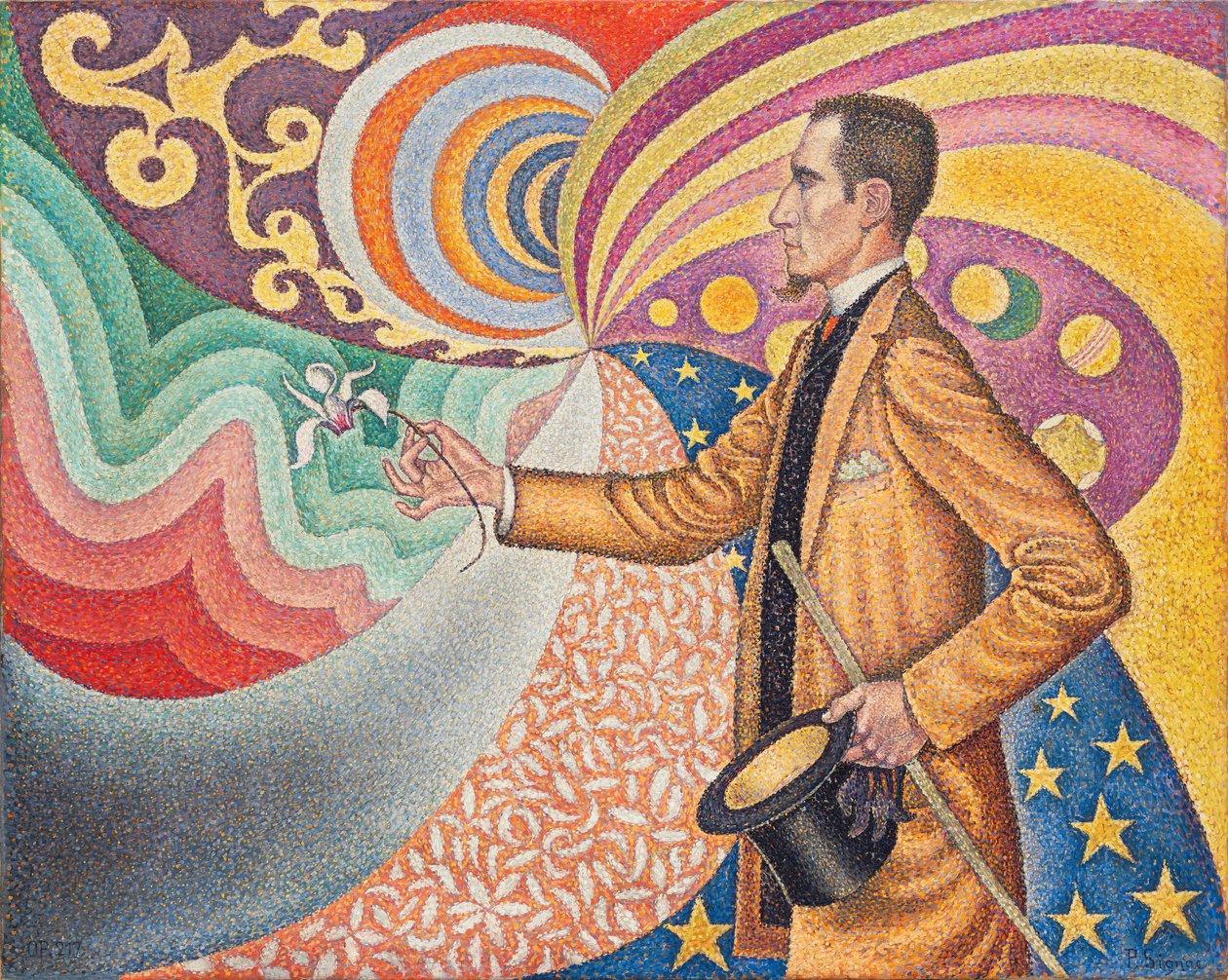 Opus 217. Proti smaltu pozadí rytmického s takty a úhly, tóny a odstíny, Portrét Felixe Feneona v roce 1890 (olej na plátně) od Paul Signac