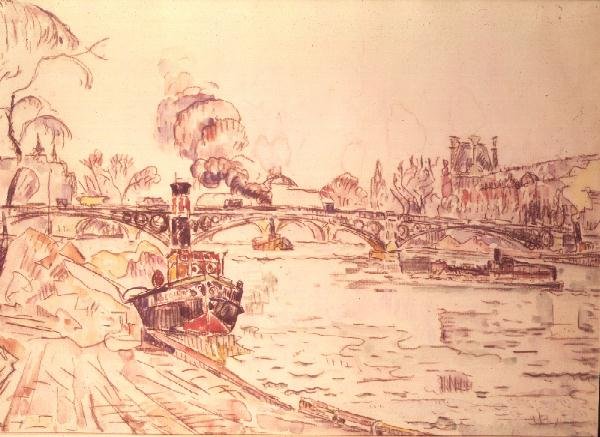 Paříž s Louvrem a Pont des Arts od Paul Signac