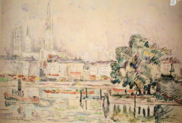 Rouen (akvarel na papíře) od Paul Signac
