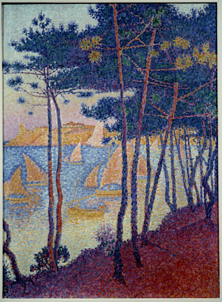 Obraz plachet a borovic od Paula Signaca (1863-1935) Soukromá sbírka z roku 1896 od Paul Signac