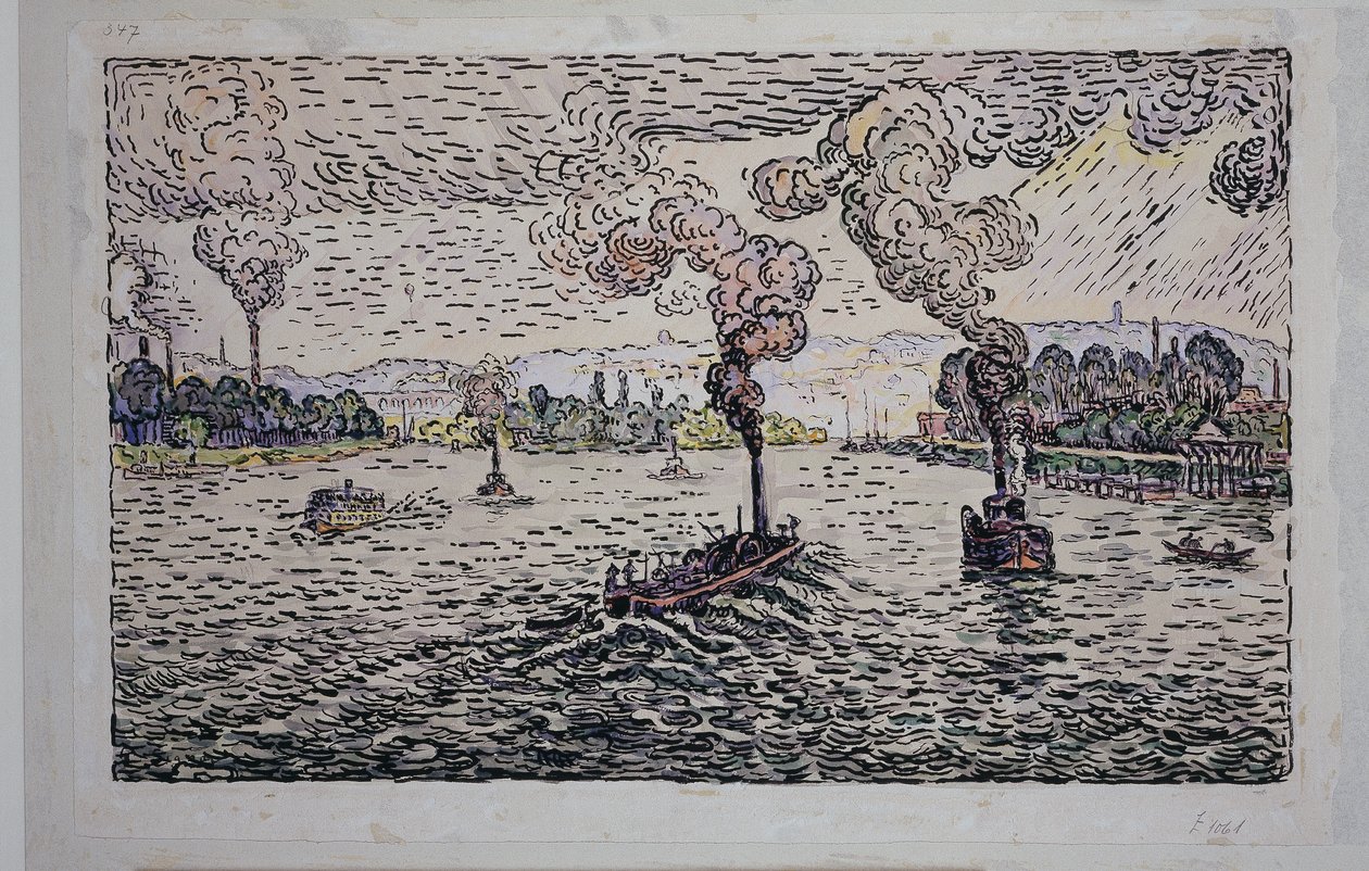 Seina s parníky od Paul Signac