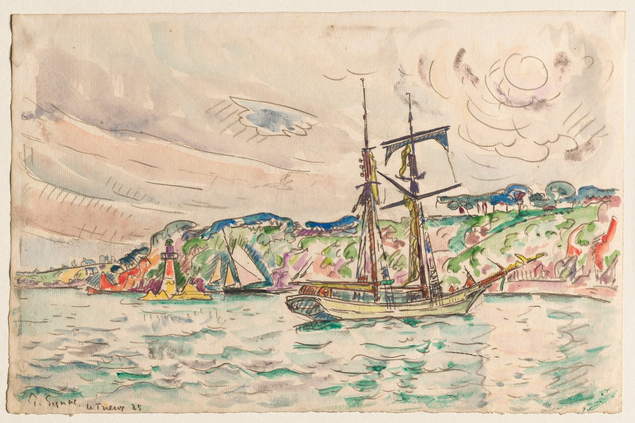 Lodě poblíž řeky Trieux od Paul Signac