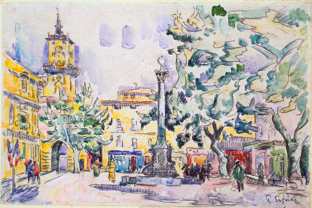 Náměstí hotelu de Ville v Aix-en-Provence, počátek 20. století od Paul Signac