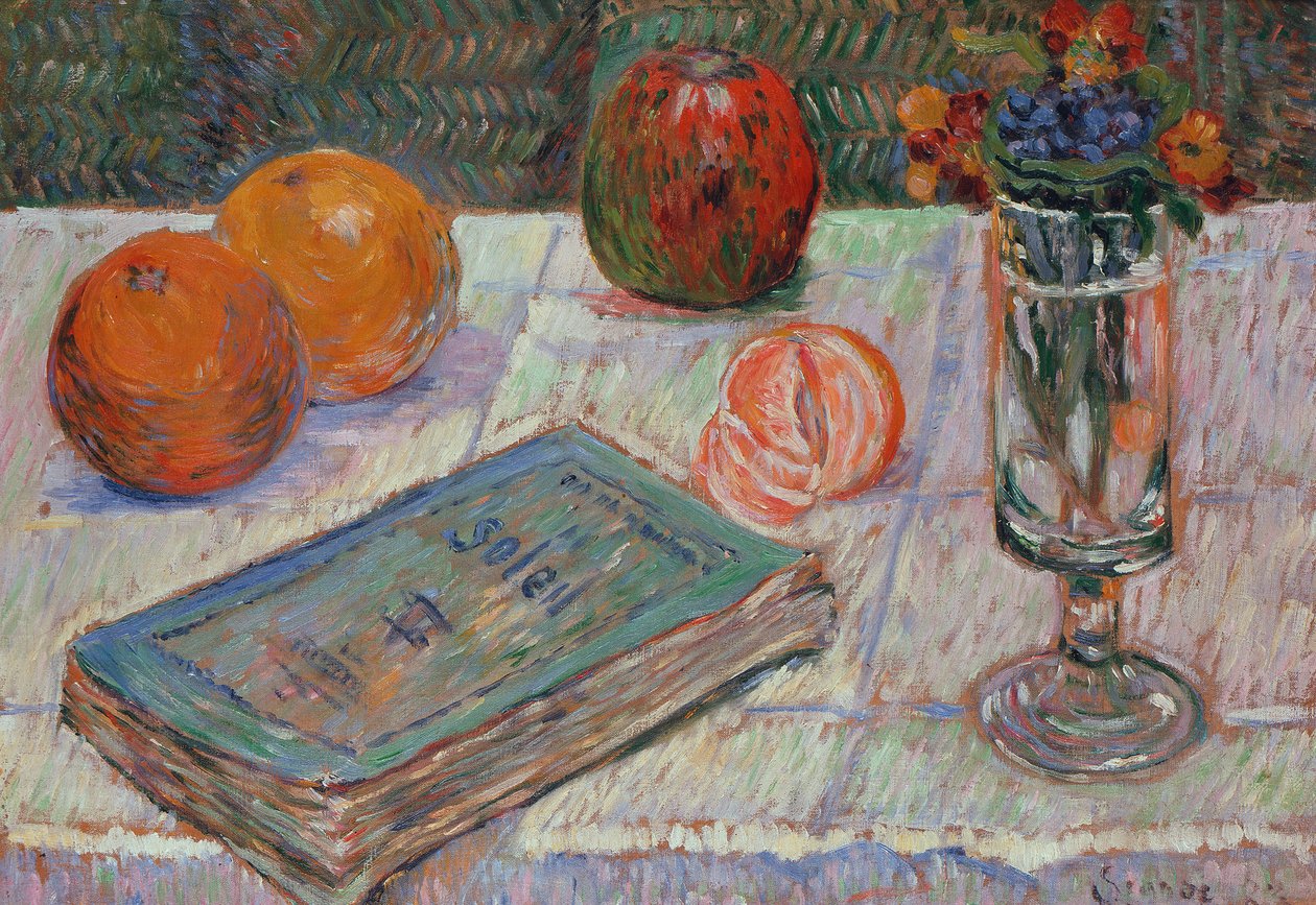 Zátiší s knihou a pomeranči od Paul Signac