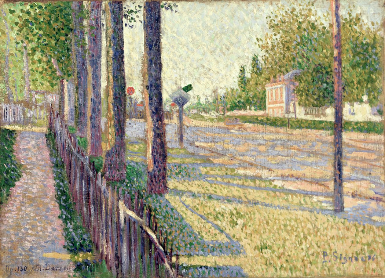 Železniční uzel v Bois-Colombes nebo La Route Pontoise od Paul Signac
