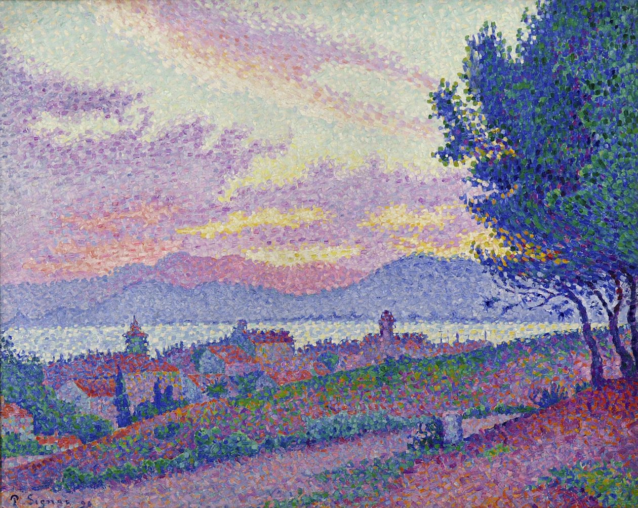 Pohled na Saint-Tropez, západ slunce nad borovým lesem, 1896. od Paul Signac