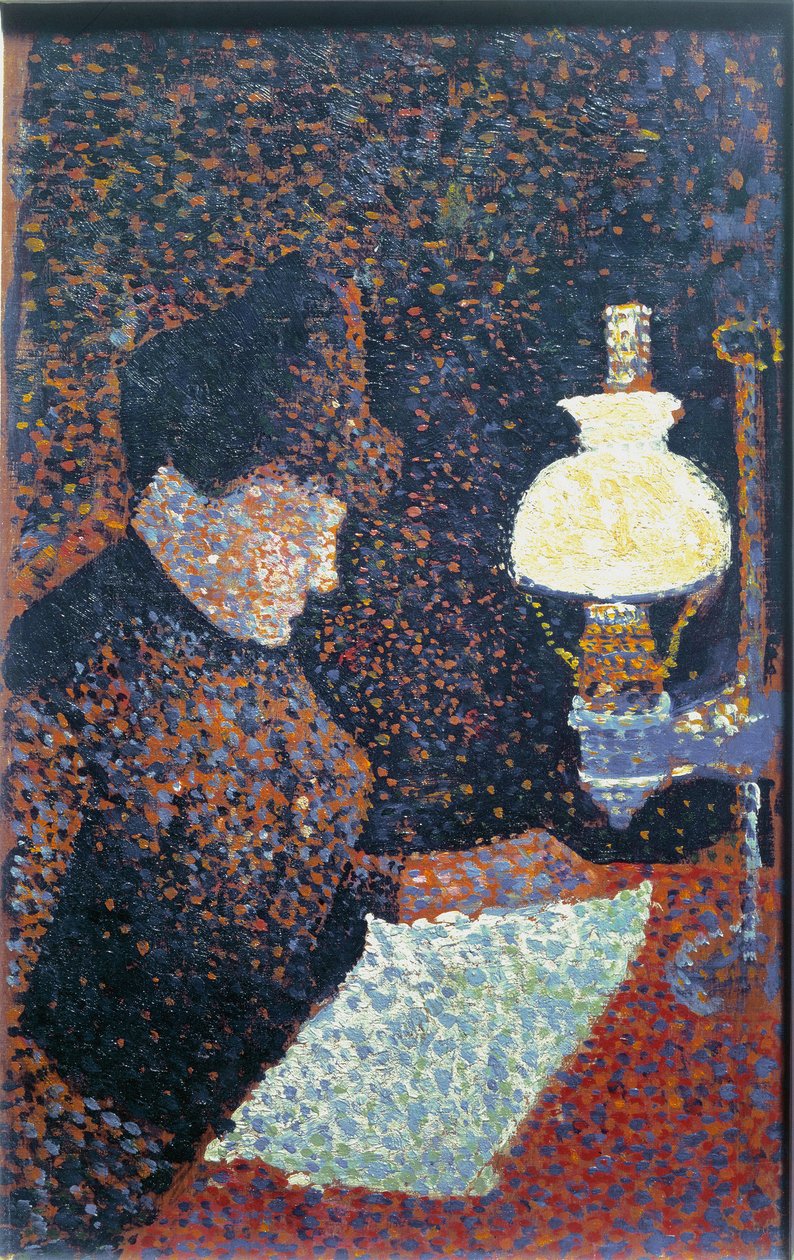 Žena pod lampou - olej na plátně od Paul Signac