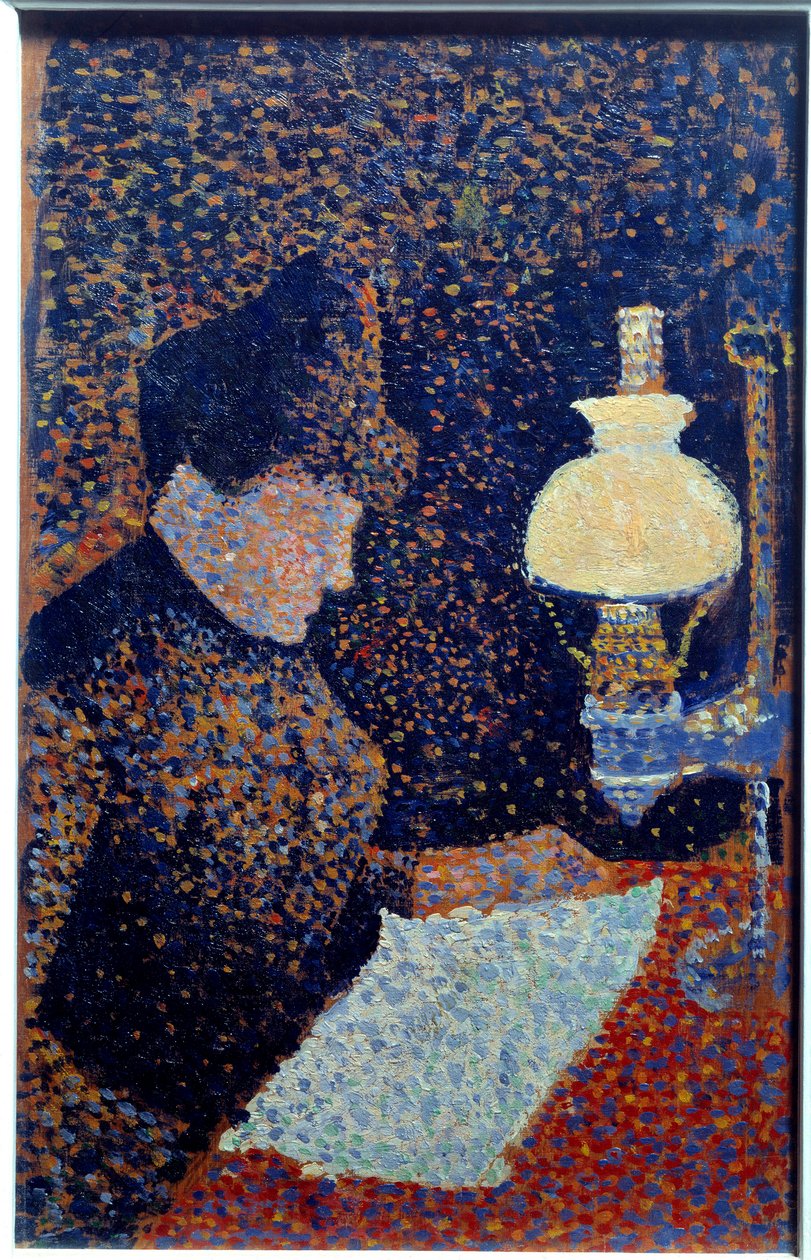 Žena pod lampou. Pointilismus. Obraz od Paula Signaca od Paul Signac