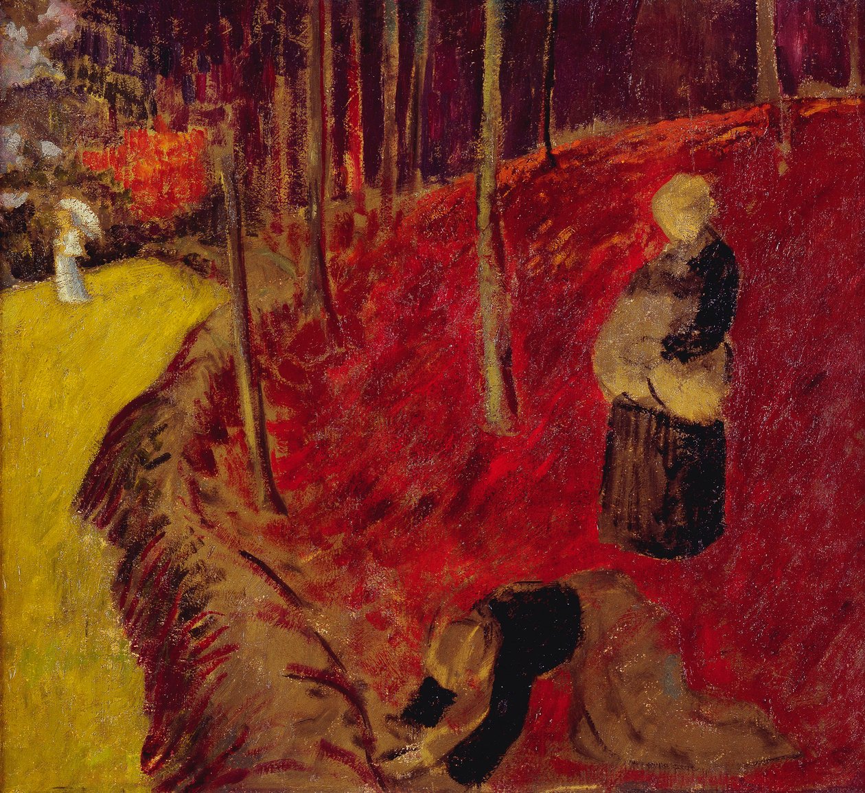 Fern Gatherers v Bois d"Amour v Pont Aven; Les Ramasseuses de Fougeres au Bois d"Amour v Pont Aven, kolem roku 1910 od Paul Sérusier