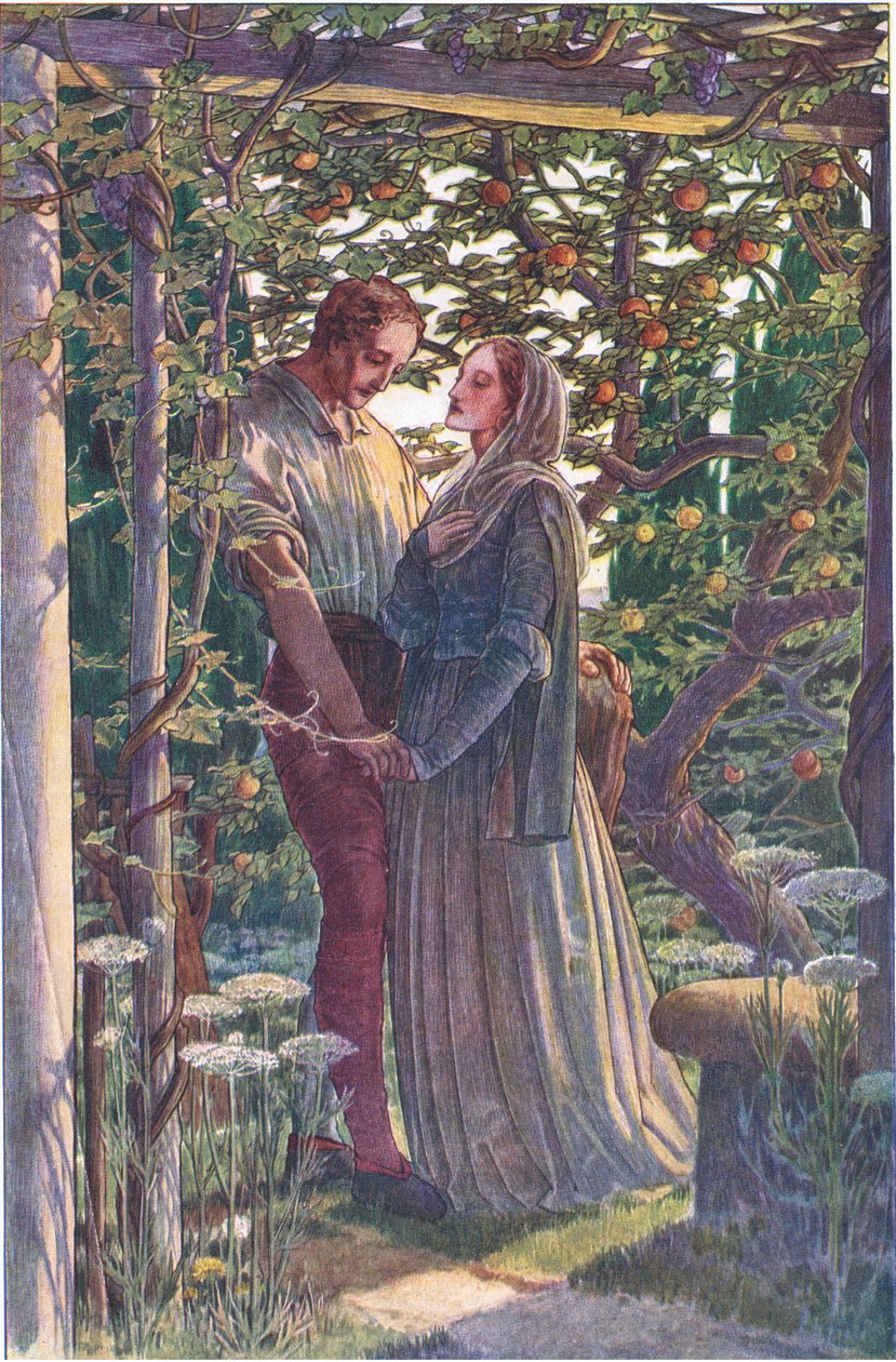 Slušné setkání nejvzácnějších náklonností, ilustrace z Bouře, 1908 od Paul Vincent Woodroffe