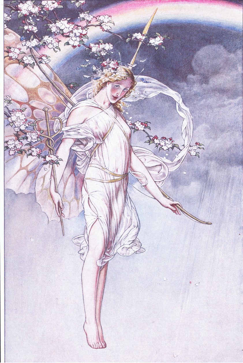 Královna oblohy, jejíž vodnatý oblouk a nepořádek a já, nechávám tyto, ilustrace z Bouře, 1908 od Paul Vincent Woodroffe