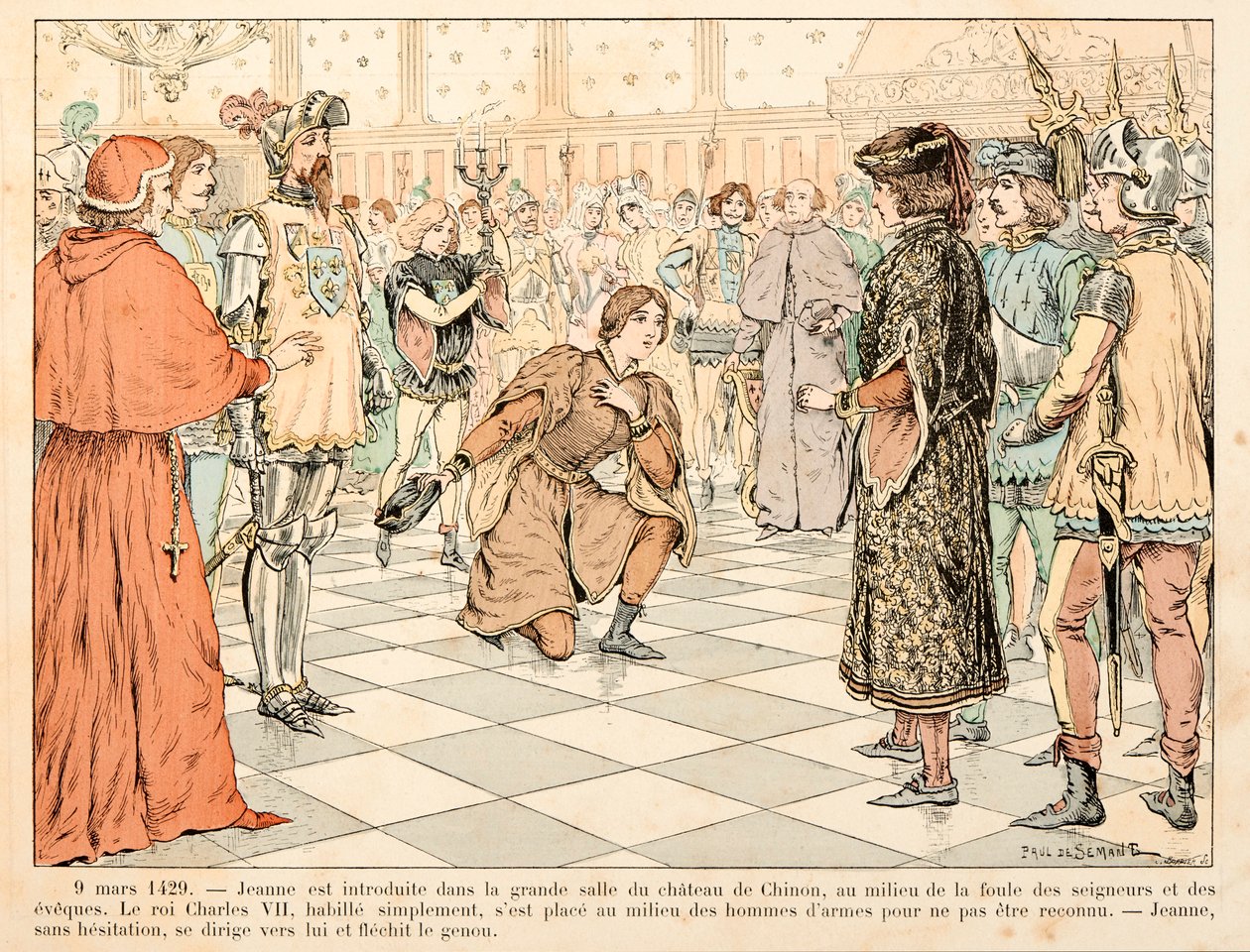 Ilustrace převzatá z knihy „“ Johanka z Arku „“ od Theodora Cahu a ilustrovaná Paulem De Semantem (1855-1915): 9. března od Paul de Semant