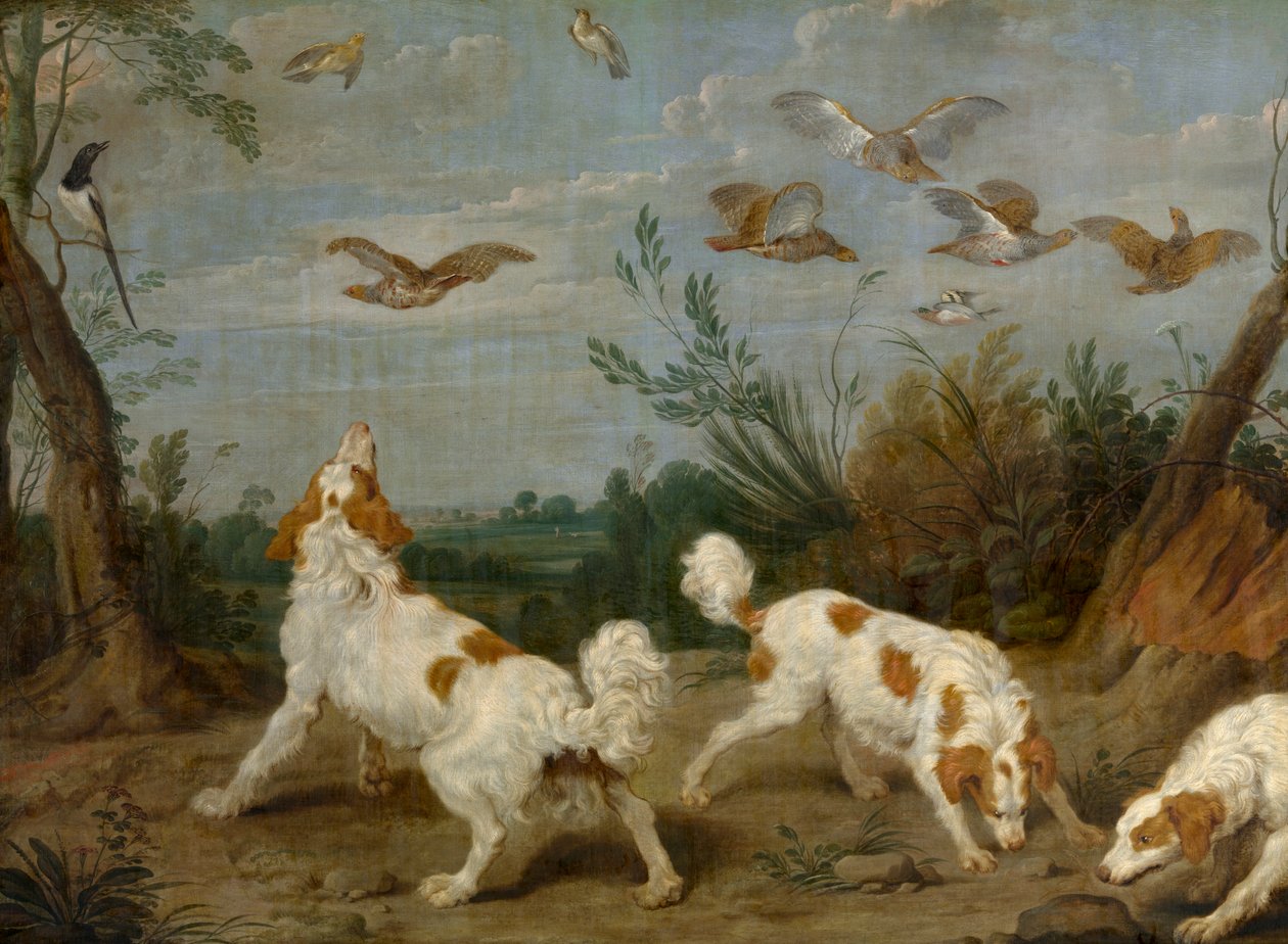 Partridge Hunt (olej na plátně) od Paul De Vos