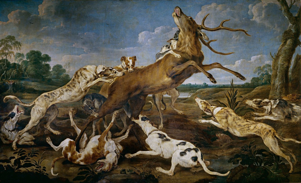 Hon na jelena (olej na plátně) od Paul De Vos